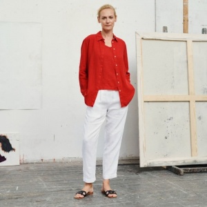 Linen Tales Linen Azalea Shirt - Flame Red